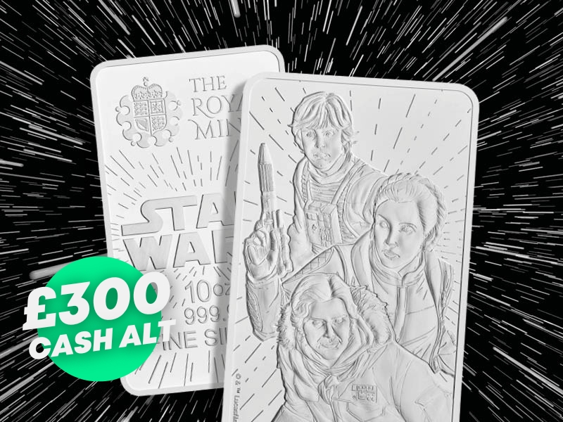 Low odds Star Wars Light Side 2024 10oz Silver Minted Bar or £300 in tax free cash